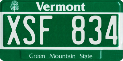 VT license plate XSF834