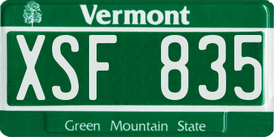 VT license plate XSF835