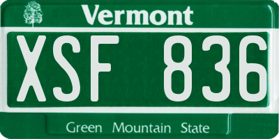 VT license plate XSF836