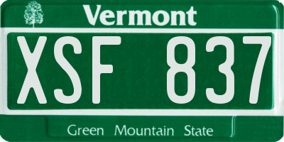 VT license plate XSF837