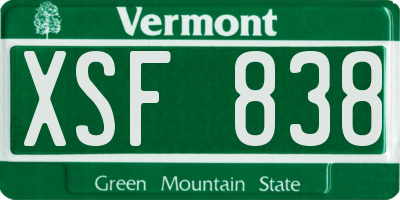 VT license plate XSF838