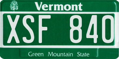 VT license plate XSF840