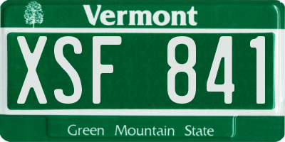 VT license plate XSF841