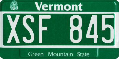 VT license plate XSF845