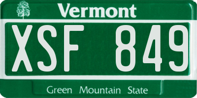 VT license plate XSF849