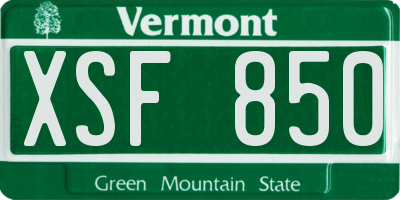 VT license plate XSF850