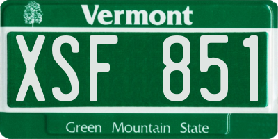 VT license plate XSF851