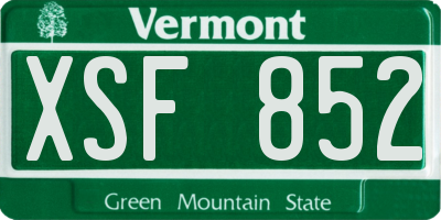 VT license plate XSF852