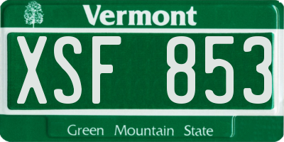 VT license plate XSF853
