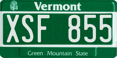 VT license plate XSF855