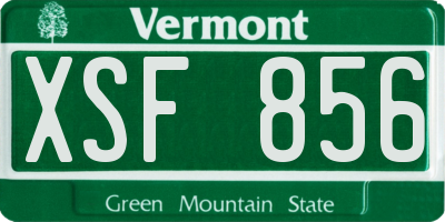VT license plate XSF856