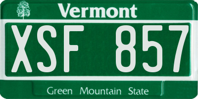 VT license plate XSF857