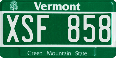 VT license plate XSF858