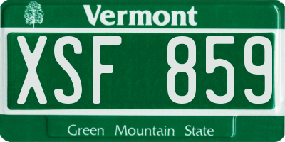 VT license plate XSF859