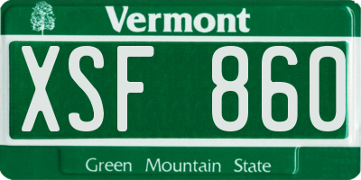 VT license plate XSF860