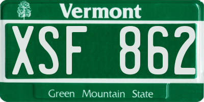 VT license plate XSF862