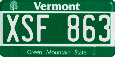 VT license plate XSF863