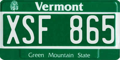 VT license plate XSF865