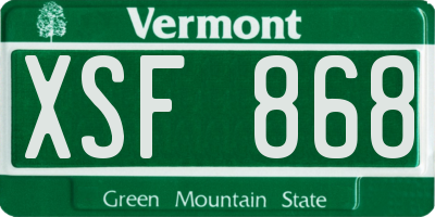 VT license plate XSF868