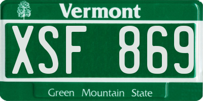 VT license plate XSF869