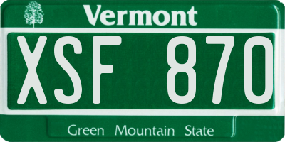 VT license plate XSF870
