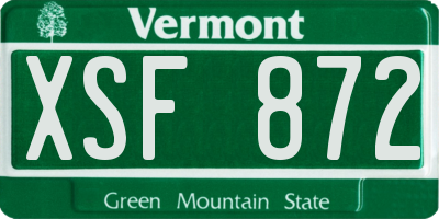 VT license plate XSF872