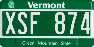 VT license plate XSF874