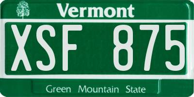 VT license plate XSF875