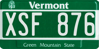 VT license plate XSF876