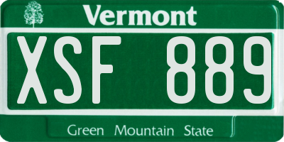 VT license plate XSF889