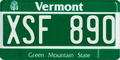 VT license plate XSF890