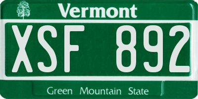 VT license plate XSF892