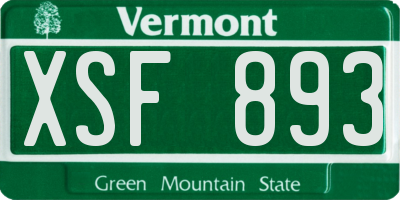 VT license plate XSF893
