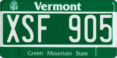 VT license plate XSF905