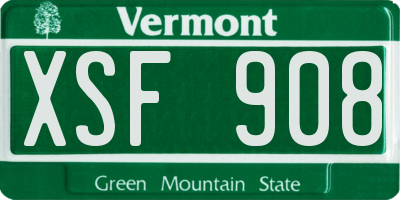 VT license plate XSF908