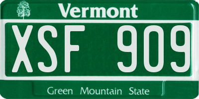 VT license plate XSF909