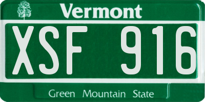 VT license plate XSF916