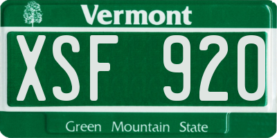 VT license plate XSF920