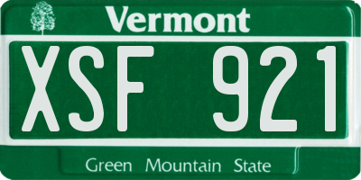 VT license plate XSF921
