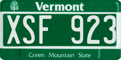 VT license plate XSF923