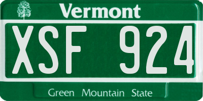 VT license plate XSF924