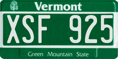 VT license plate XSF925