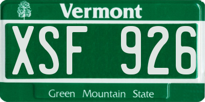 VT license plate XSF926