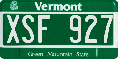 VT license plate XSF927