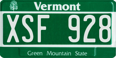 VT license plate XSF928
