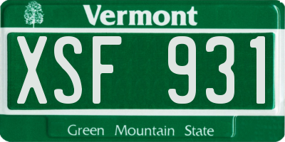 VT license plate XSF931