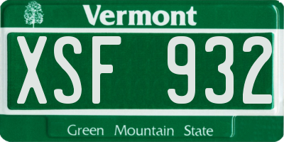 VT license plate XSF932
