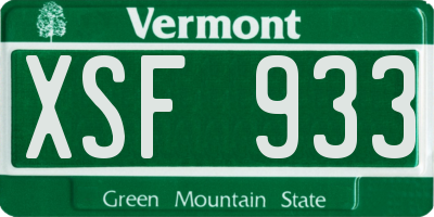 VT license plate XSF933