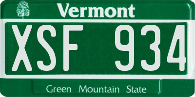 VT license plate XSF934