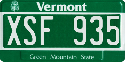 VT license plate XSF935